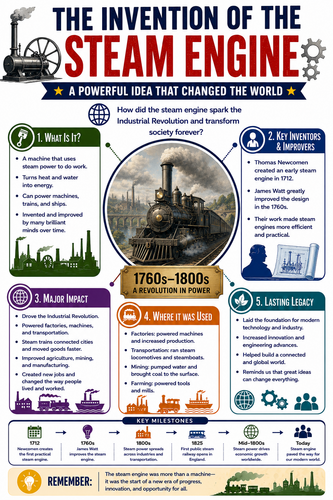 The Invention of the Steam Engine I Infographic