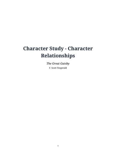 The Great Gatsby – F. Scott Fitzgerald – Character Relationships
