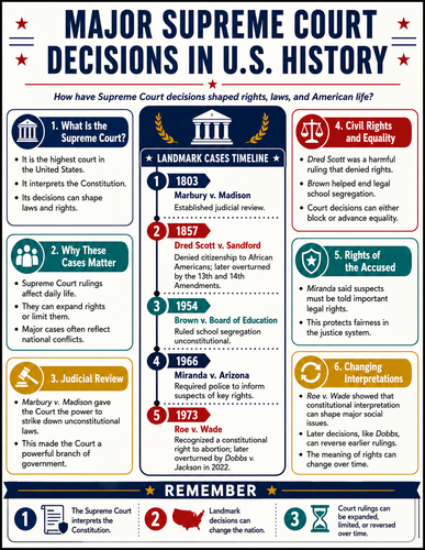 Major Supreme Court Decisions in U.S. History I U.S. History I Infographic The Abolition Movement I