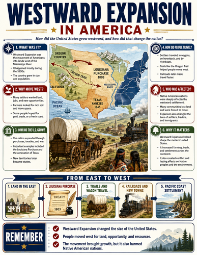 Westward Expansion in America I U.S. History I Infographic EMPTY ROW 3