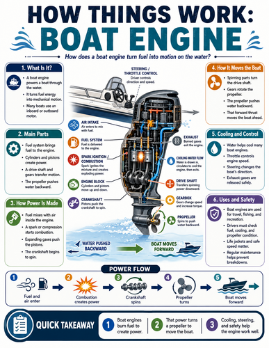Boat Engine I How Things Work I Infographic