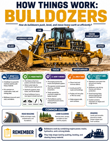 Bulldozers I How Things Work I Infographic