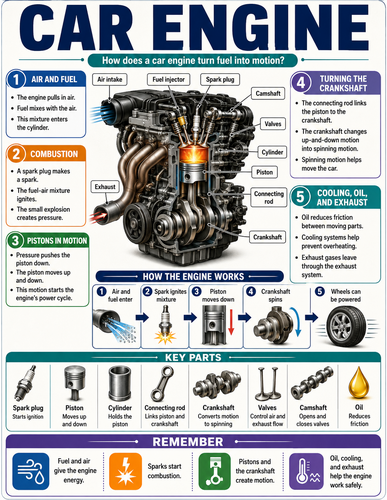 Car Engine I How Things Work I Infographic