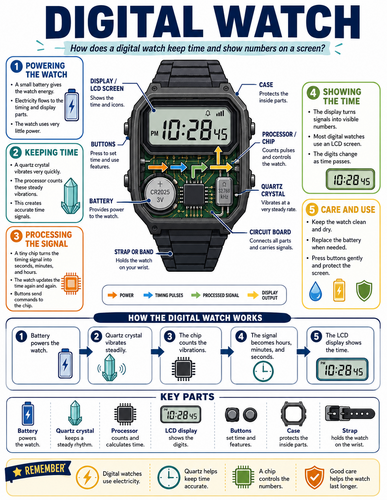 Digital Watch I How Things Work I Infographic