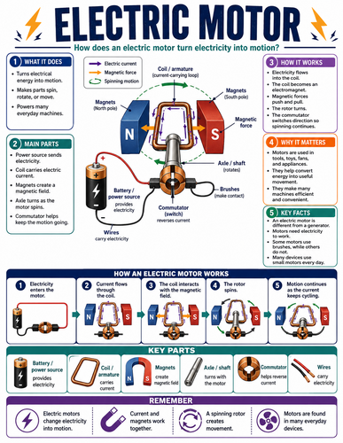 Electric Motor I How Things Work I Infographic