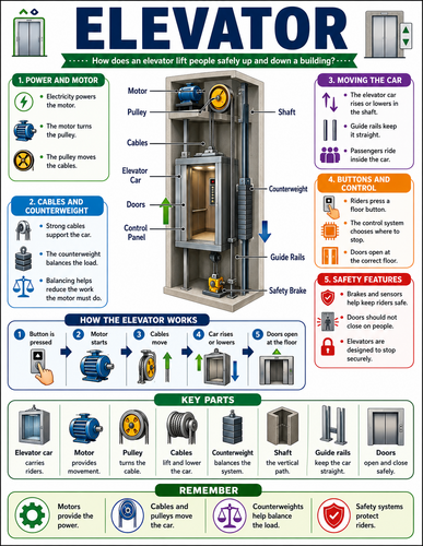 Elevator I How Things Work I Infographic