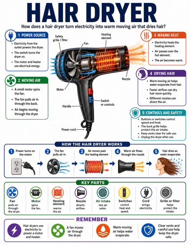 Hair Dryer I How Things Work I Infographic
