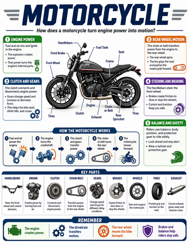 Motorcycle I How Things Work I Infographic