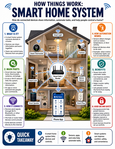 Smart Home System I How Things Work I Infographic
