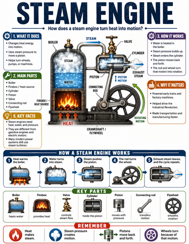 Steam Engine I How Things Work I Infographic