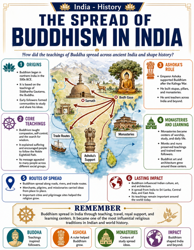 The Spread of Buddhism in India I Infographic