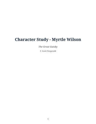 The Great Gatsby – F. Scott Fitzgerald – Myrtle Wilson