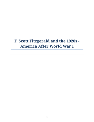The Great Gatsby – F. Scott Fitzgerald – America After World War I