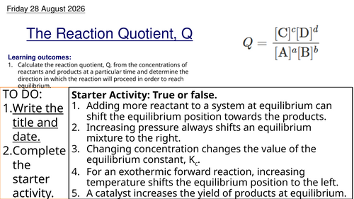 R2.3 The Reaction Quotient, Q, HL (IBDP Chemistry)