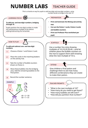 Number Labs - Bridging 10 addition