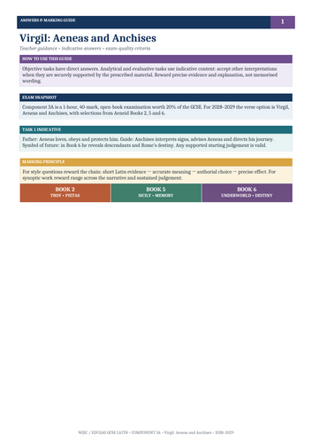 WJEC Eduqas GCSE Latin | Virgil: Aeneas and Anchises | 2028–2029 Workbook + Answers