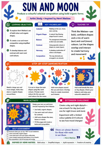 Henri Matisse Sun and Moon | KS3 Art Worksheet & Cover Lesson
