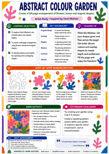 Henri Matisse Abstract Colour Garden | KS3 Art Worksheet