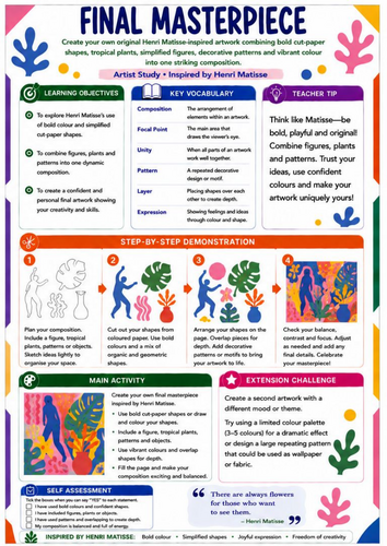 Henri Matisse Final Masterpiece | KS3 Art Worksheet & Artist Study