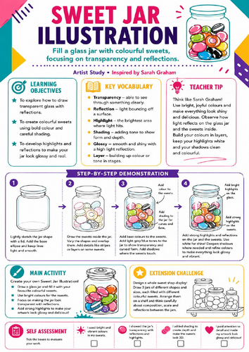 Sarah Graham Inspired Sweet Jar Illustration | KS3 Art Worksheet