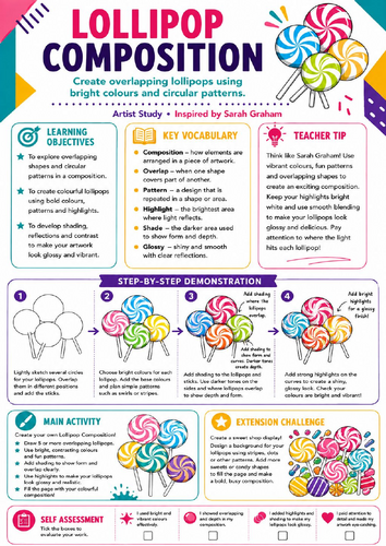 Sarah Graham Inspired Lollipop Composition | KS3 Art Worksheet