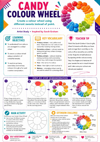 Sarah Graham Inspired Candy Colour Wheel | KS3 Colour Theory Worksheet