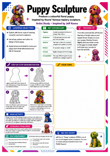Jeff Koons Puppy Sculpture Worksheet | KS3 Art & Artist Study