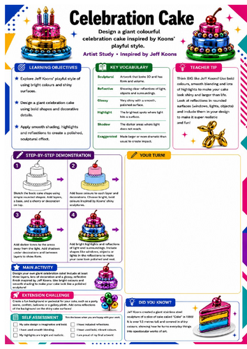 Jeff Koons Celebration Cake Worksheet | KS3 Pop Art Activity