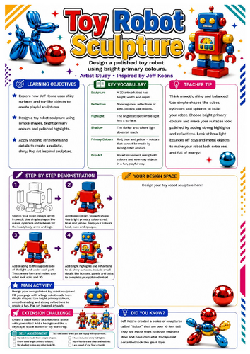Jeff Koons Toy Robot Sculpture Worksheet | KS3 Art