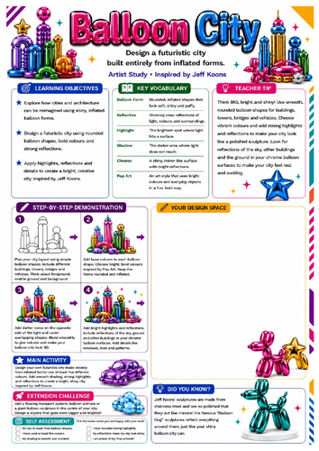 Jeff Koons Balloon City Worksheet | KS3 Art & Design