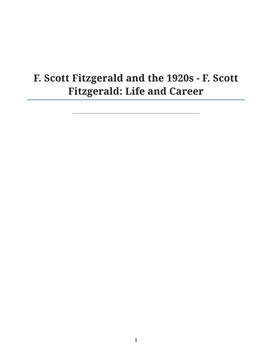 The Great Gatsby – F. Scott Fitzgerald – Life and Career