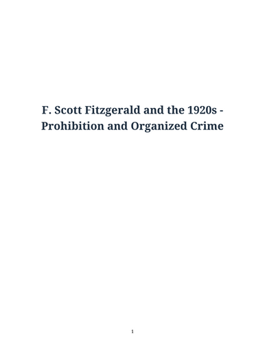 The Great Gatsby – F. Scott Fitzgerald – Prohibition and Organised Crime