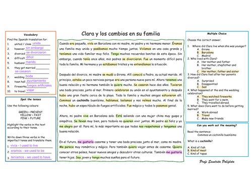 Clara y los cambios en su familia - GCSE - Theme 1 - Identity and relationships with others.