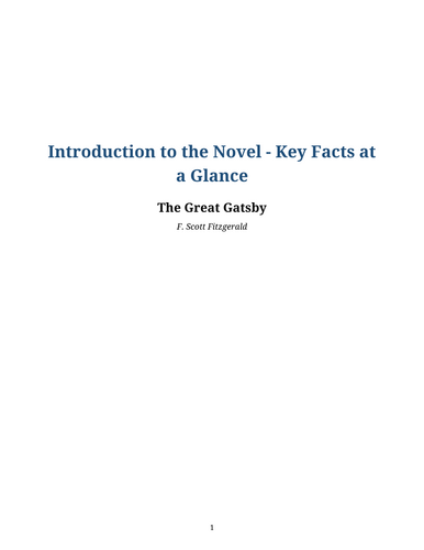 The Great Gatsby – F. Scott Fitzgerald – Key Facts at a Glance