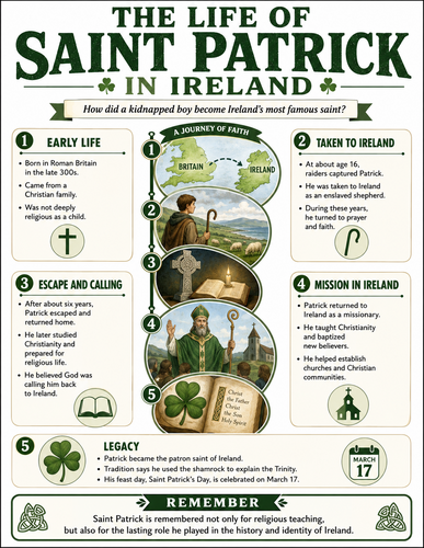 The Life of Saint Patrick in Ireland I Infographic