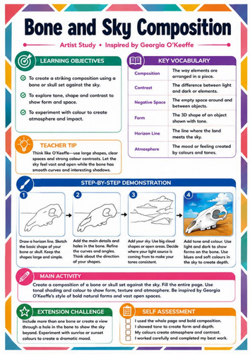 Georgia O’Keeffe Bone and Sky Composition – KS3 Art Worksheet