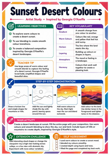Georgia O’Keeffe Sunset Desert Colours – KS3 Colour Worksheet