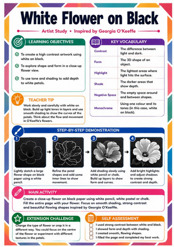 Georgia O’Keeffe White Flower on Black – KS3 Art Worksheet