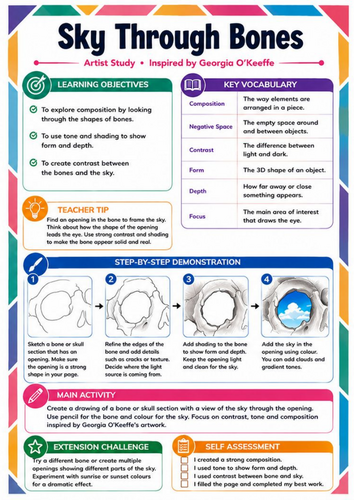 Georgia O’Keeffe Sky Through Bones – KS3 Composition Worksheet