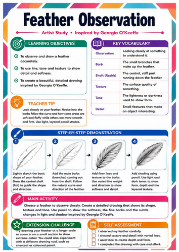 Georgia O’Keeffe Feather Observation – KS3 Drawing Worksheet