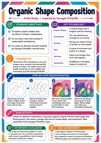 Georgia O’Keeffe Organic Shape Composition – KS3 Art Worksheet