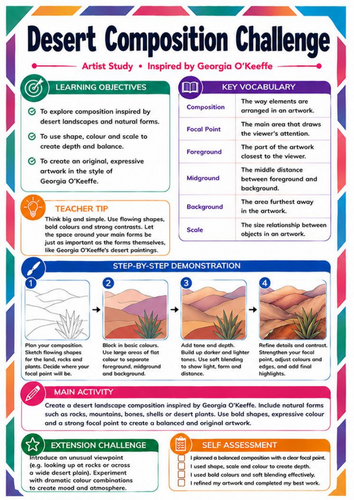 Georgia O’Keeffe Desert Composition Challenge – KS3 Art Worksheet
