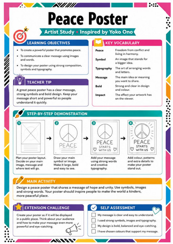 Yoko Ono Artist Study Worksheet – Peace Poster | KS3 Art