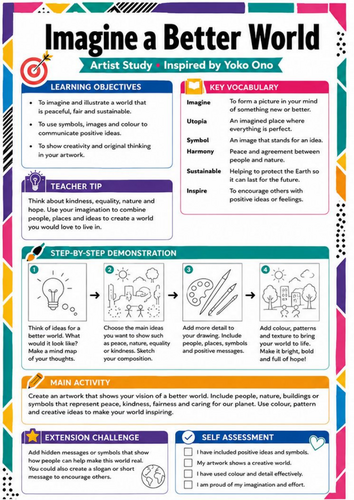 Yoko Ono Artist Study Worksheet – Imagine a Better World | KS3 Art