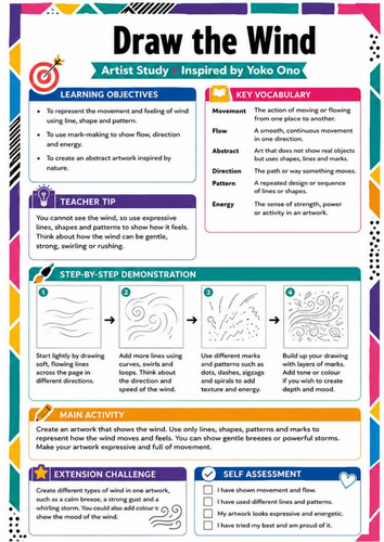 Yoko Ono Artist Study Worksheet – Draw the Wind | KS3 Art
