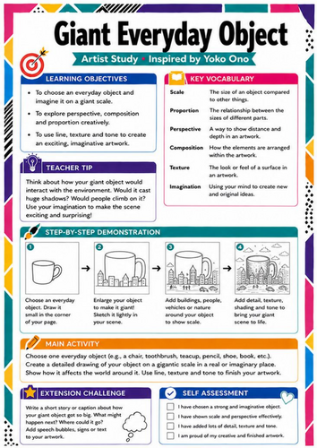 Yoko Ono Artist Study Worksheet – Giant Everyday Object | KS3 Art