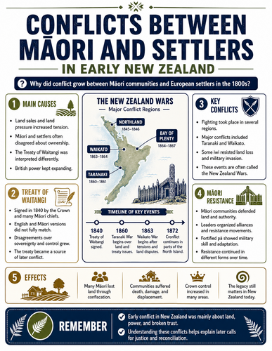 Conflicts Between Maori and Settlers in Early New Zealand I Infographic