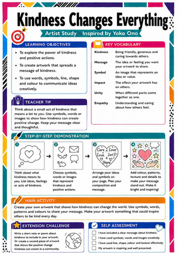Yoko Ono Artist Study Worksheet – Kindness Changes Everything | KS3 Art