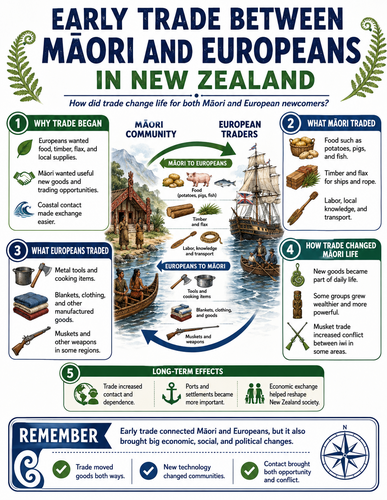 Early Trade Between Maori and Europeans in New Zealand I Infographic