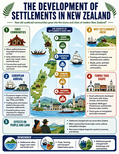 The Development of Settlements in New Zealand I Infographic